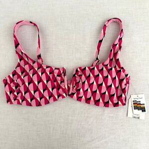 Retro Glam Geometric Pink Bikini Top Vintage Mod Modern Beach Chic Size Medium